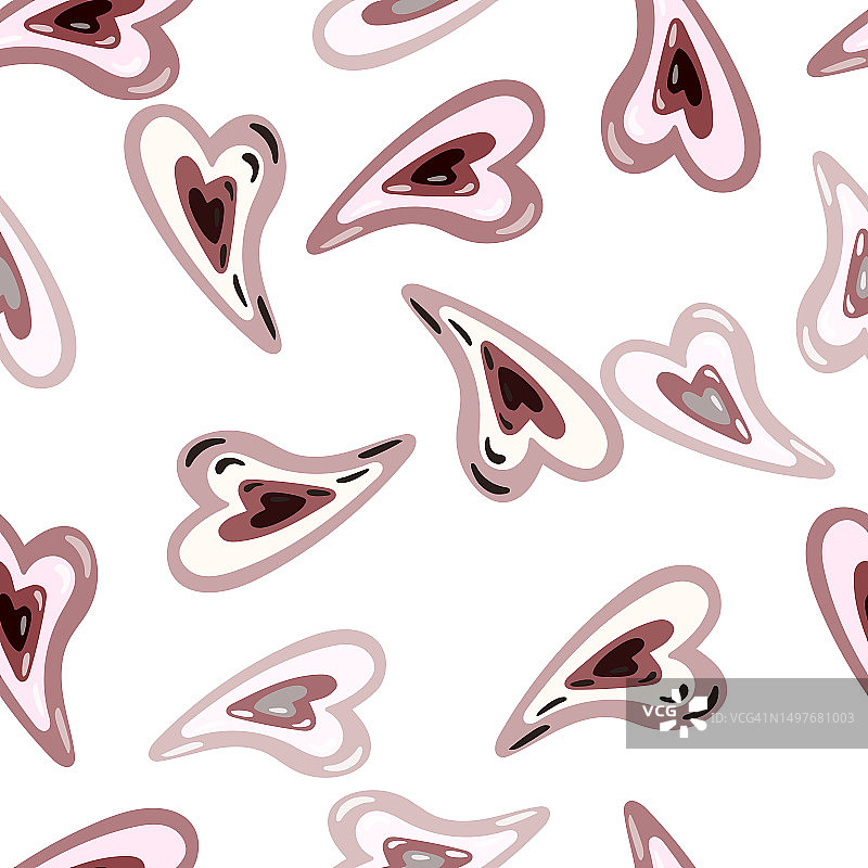 复古爱心无缝图案2月14日情人节壁纸背景图片素材