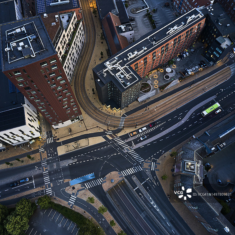 奥登塞主要道路交叉口上方图片素材