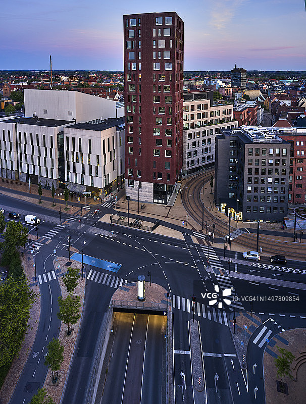 奥登塞主要道路交叉口上方图片素材