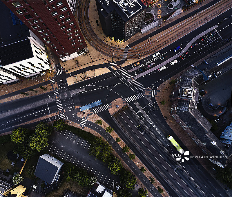 奥登塞主要道路交叉口上方图片素材