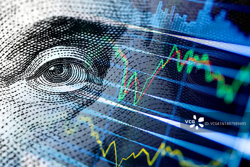 美元现金钞票与股市指标图片素材