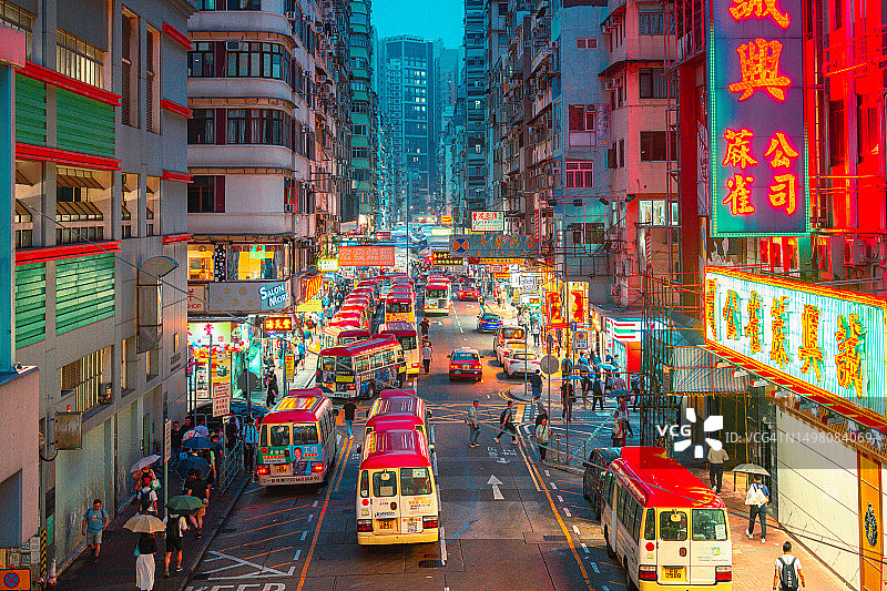 香港夜景街道图片素材
