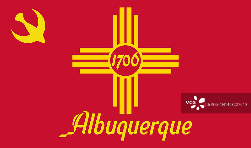 阿尔布开克市简易旗帜：美国城市旗帜图片素材