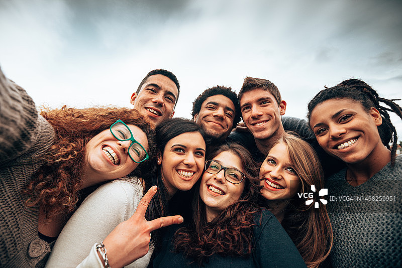 人群自拍图片素材