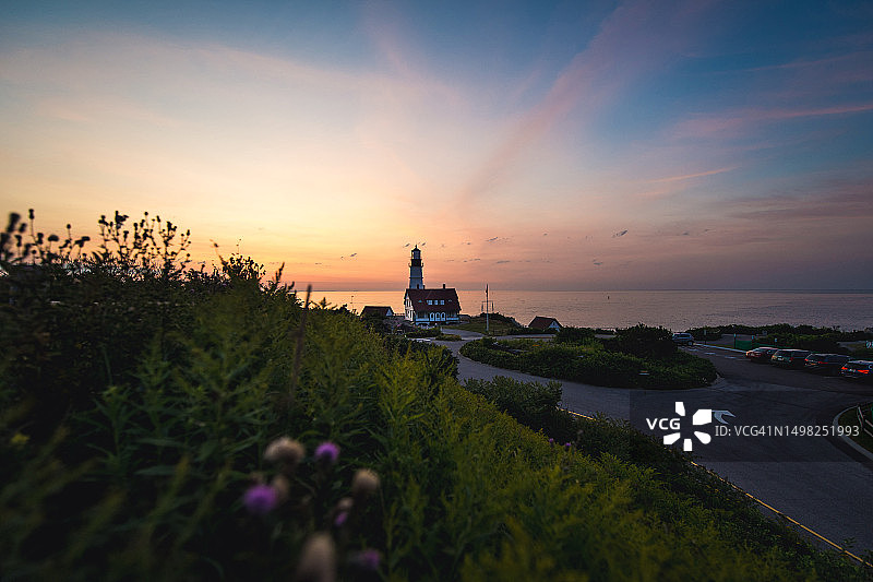 缅因州波特兰岬灯塔日出图片素材