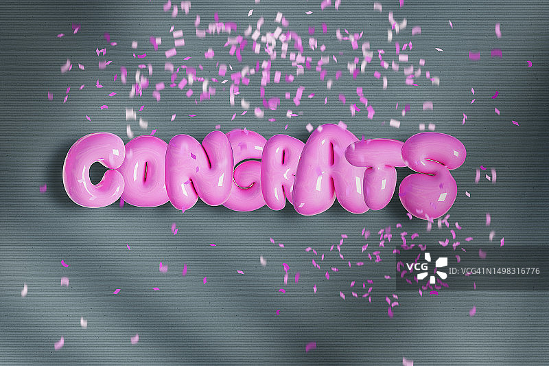 3D粉色字体金色纸屑祝贺文本图片素材