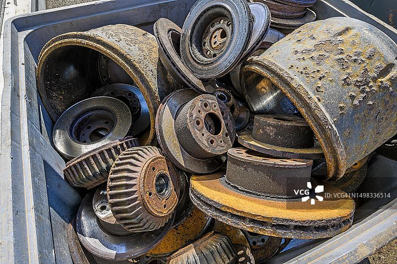 废金属，制动盘，制动鼓，德国巴伐利亚阿尔高图片素材