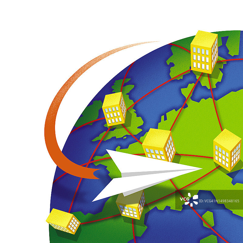 全球办公室和纸飞机图片素材