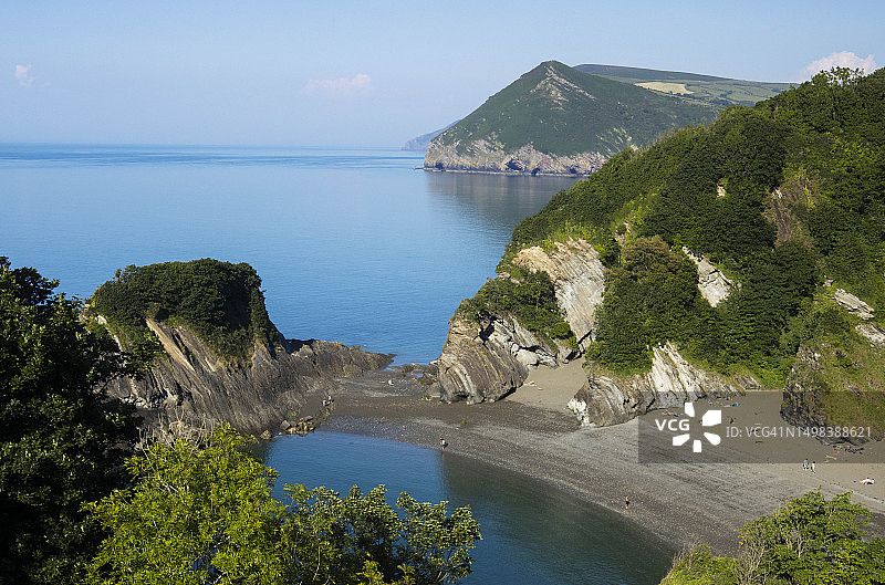 北德文郡“黄金湾”和天际线的鸟瞰图图片素材