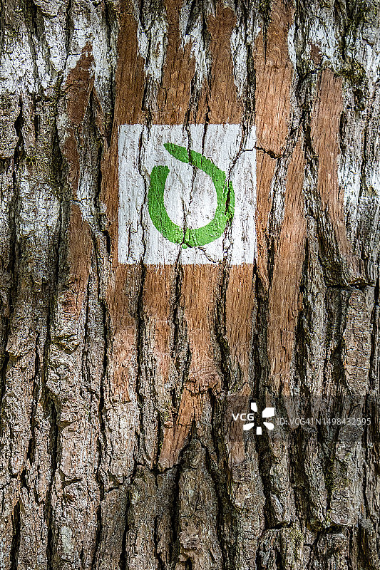 橡树上的Guttland小径标志图片素材