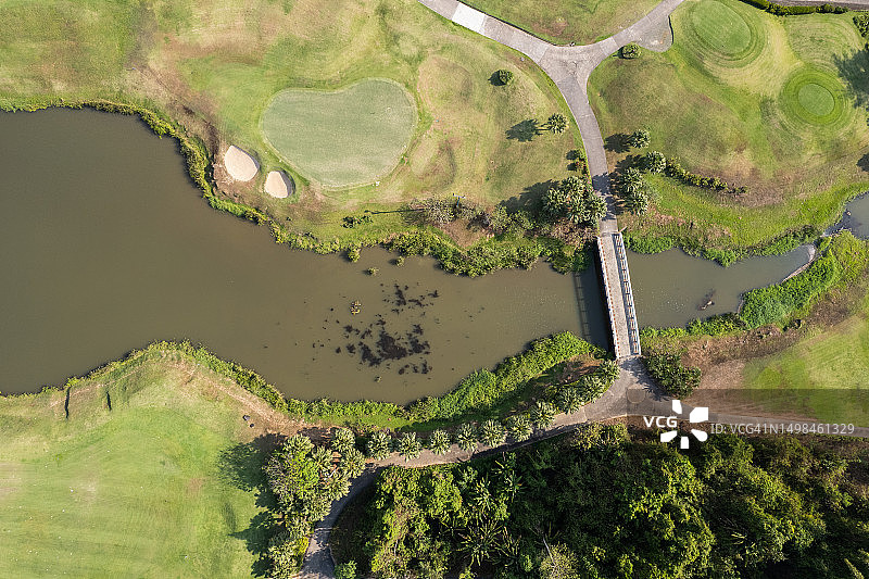 美丽的高尔夫球场航拍景观图片素材