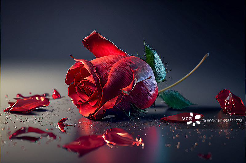 黑色背景下红色玫瑰花特写，伊兰杜巴，巴西图片素材