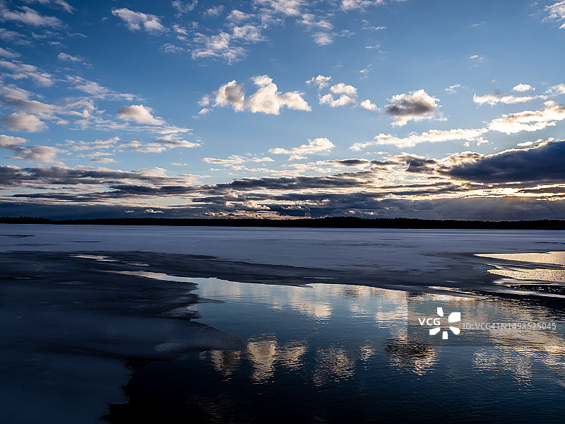 加拿大白湖日落美景图片素材