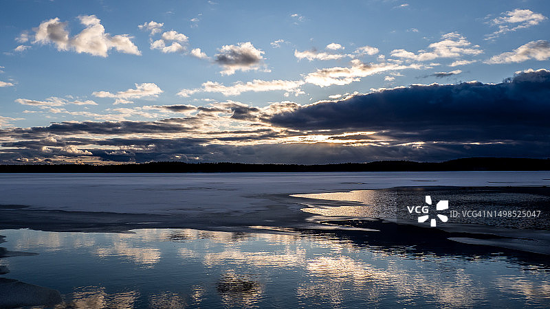 加拿大怀特湖日落湖景图片素材