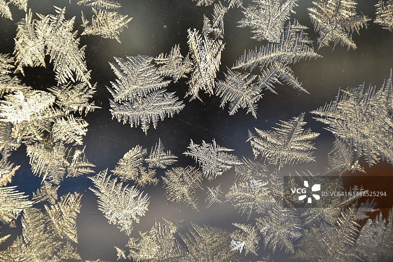玻璃上的雪花特写，加拿大图片素材