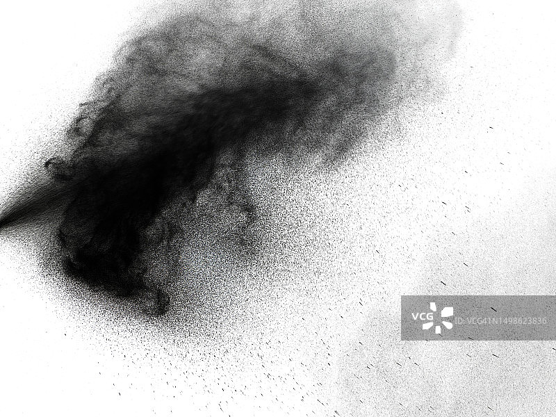 白色背景上黑色压力油漆滴的冲击云图片素材
