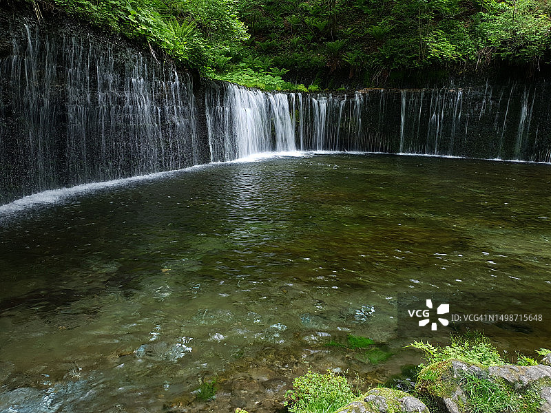 森林中瀑布的美景图片素材