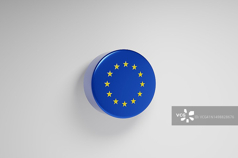 欧盟，欧元旗帜图标，3D渲染图片素材