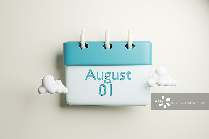 8月1日日历3D渲染图片素材