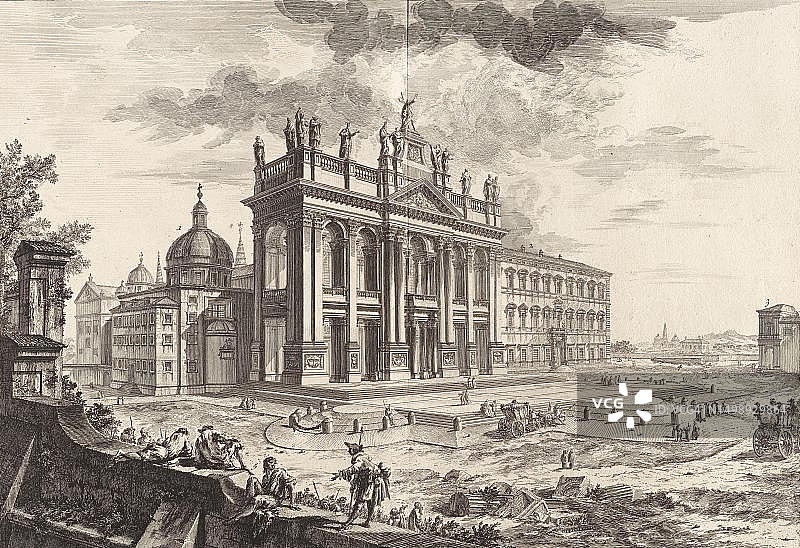 古罗马：拉特朗圣若望大殿景观，1770年，意大利图片素材