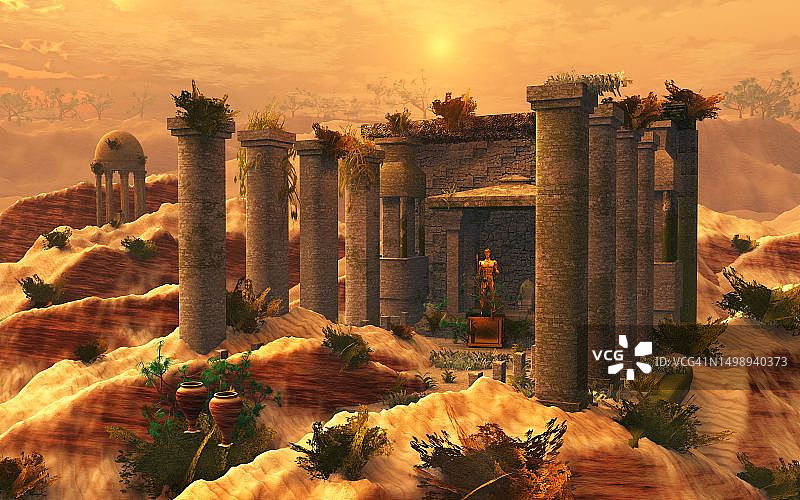 属于古代文明的沙漠遗址图片素材