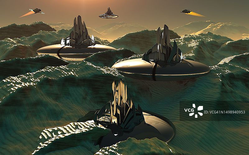 可移动的未来太空城市图片素材