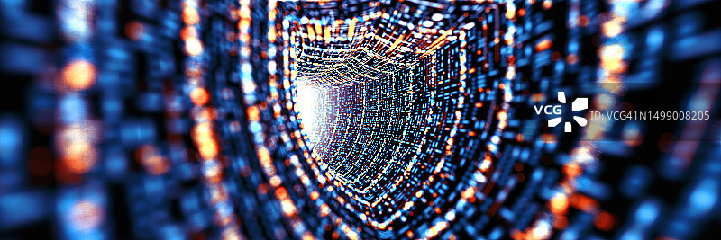 盾牌数据隧道：网络安全技术内部概念图片素材