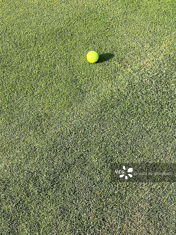 位于高尔夫球练习草坪上的高尔夫球图片素材