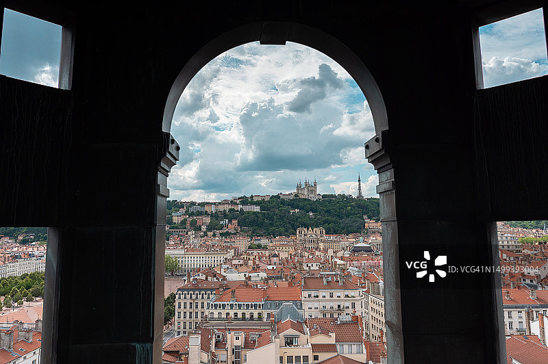 法国里昂城市鸟瞰全景照片图片素材
