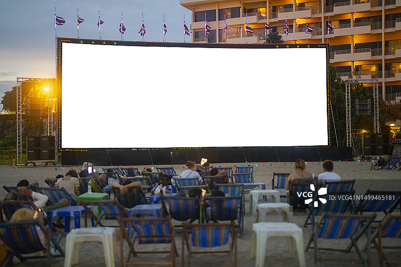海滩露天电影院图片素材
