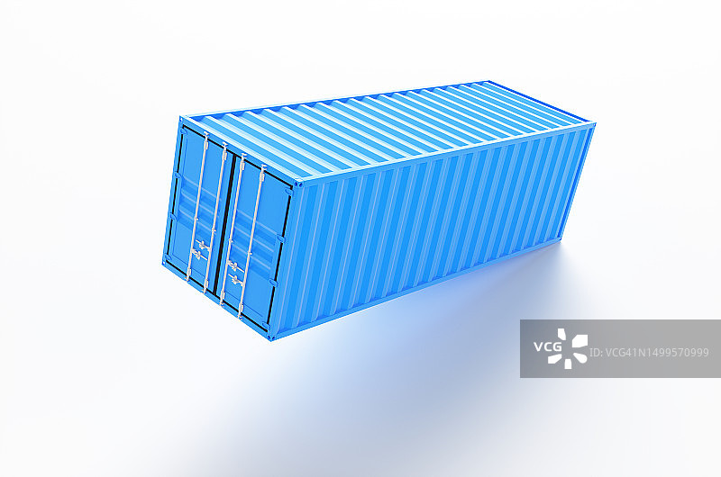 白色背景上的蓝色封闭式集装箱图片素材