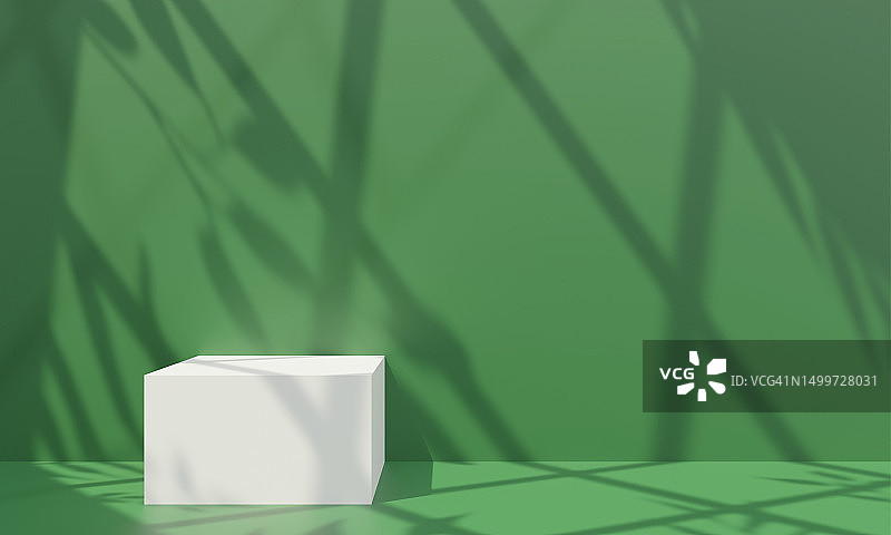 3D淡绿色柱子，美妆产品展示图片素材