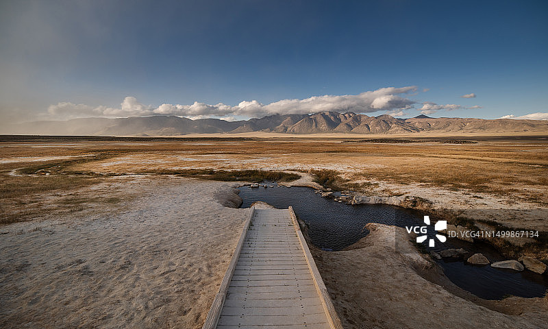 加利福尼亚州东部内华达山脉的欧文斯河和欧文斯谷图片素材