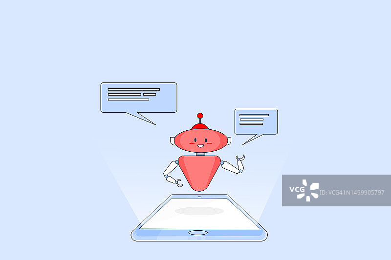 AI聊天机器人使用概念，模拟真人对话，手机AI符号图片素材