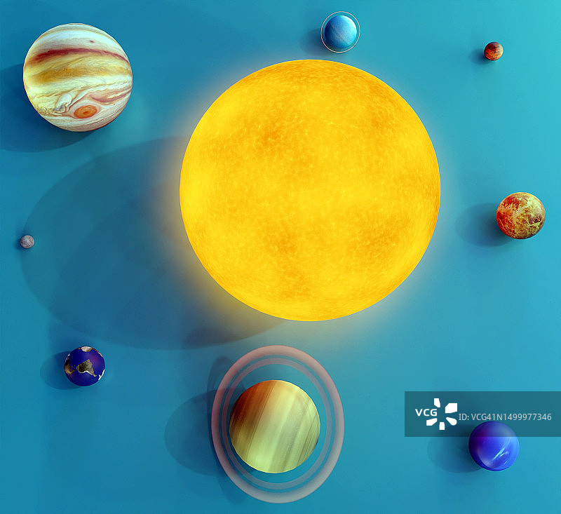 银河系中的八大行星和太阳图片素材