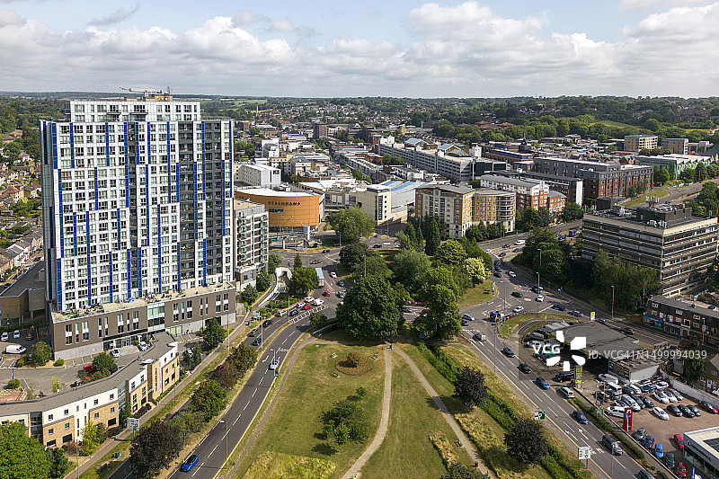 赫默尔亨普斯特德市中心航拍图片素材