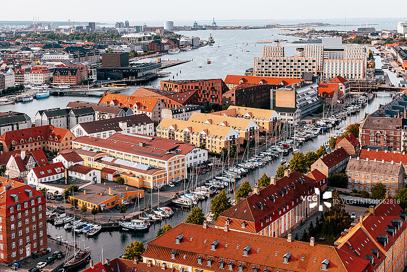 哥本哈根天际线鸟瞰，丹麦图片素材