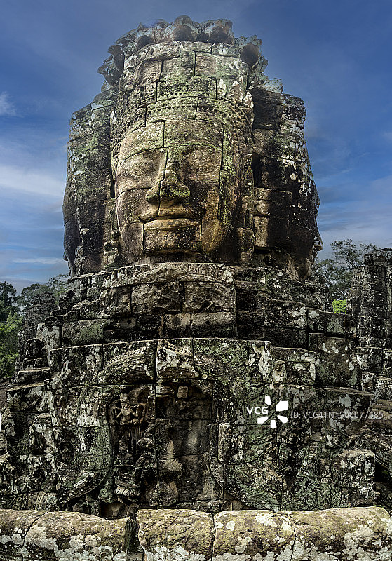 柬埔寨暹粒吴哥通王城巴戎寺的三张面孔图片素材