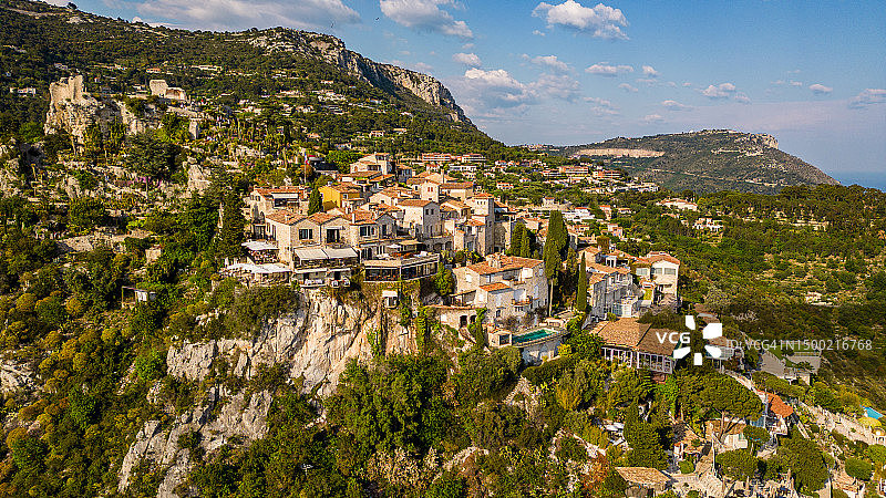 法国埃兹航拍图片素材