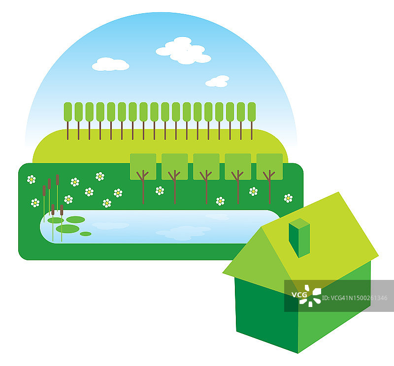 绿色房屋插画图片素材