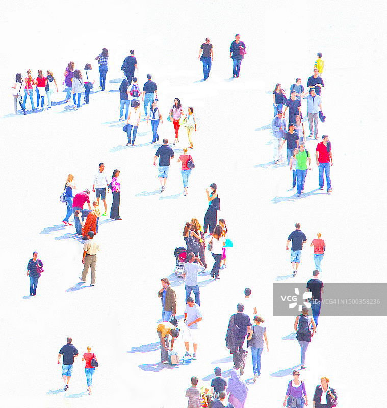 小型人群的无人机航拍视角图片素材