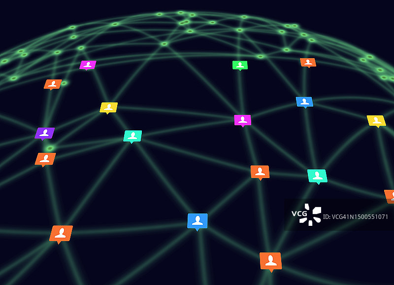 重叠的社交网络图形图片素材