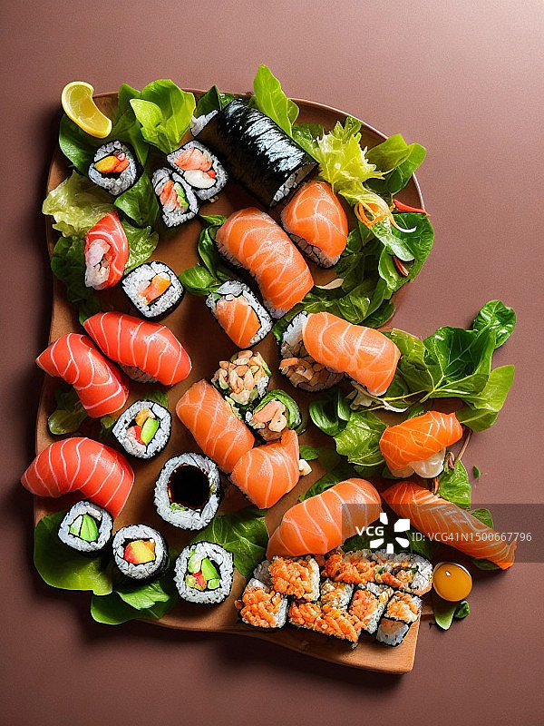 日式三文鱼寿司拼盘图片素材