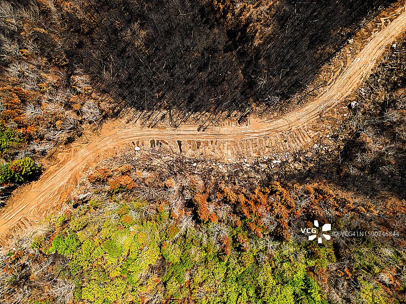 野火破坏鸟瞰图图片素材