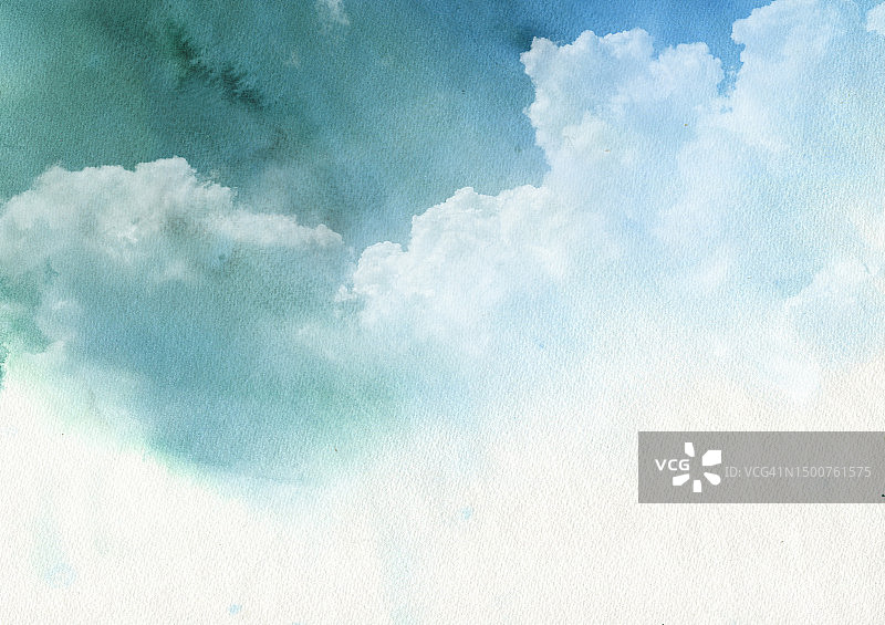 多云的天空水彩插画图片素材