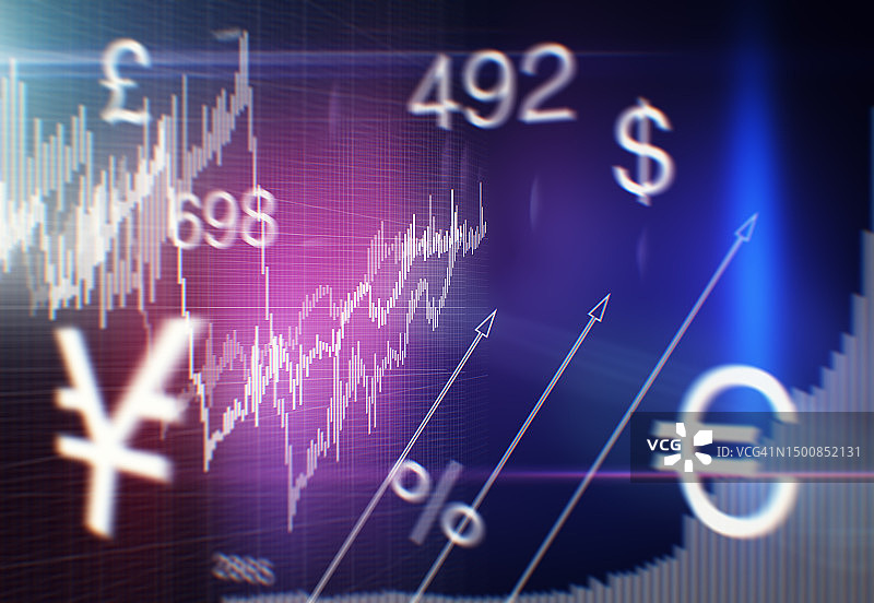 代表金融不稳定的各种货币和增长图表图片素材
