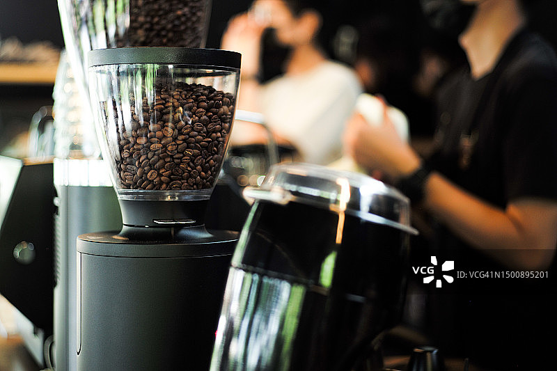 泰国曼谷咖啡馆里的咖啡机特写图片素材