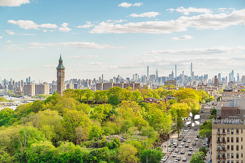 纽约市高桥公园的城市景观鸟瞰图图片素材