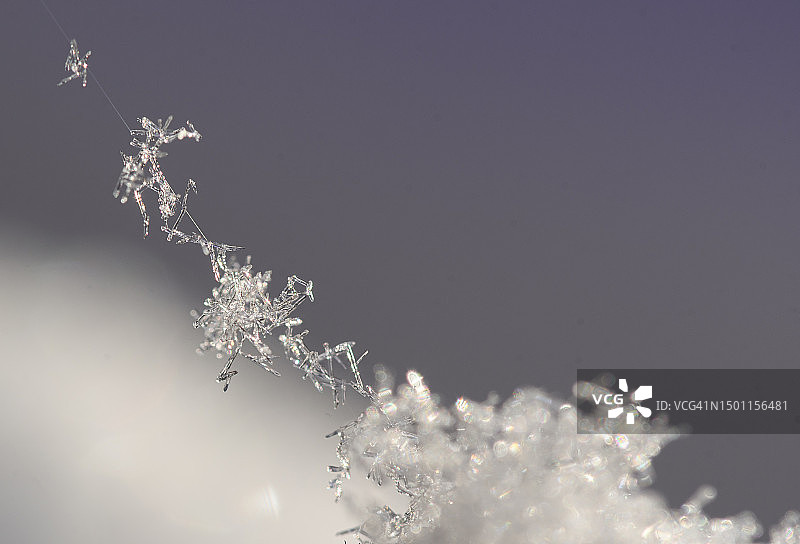 瑞典玻璃上的雪花特写图片素材
