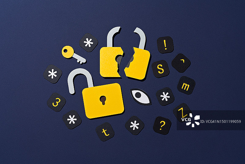 网络安全概念：黑客攻击和密码泄露图片素材